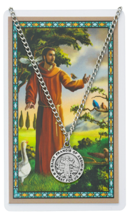 SAINT FRANCIS  OF ASSISI MEDAL & PRAYER CARD