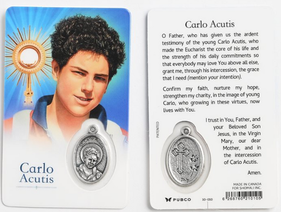 CARLOS ACUTIS  PRAYER CARD WITH MEDAL