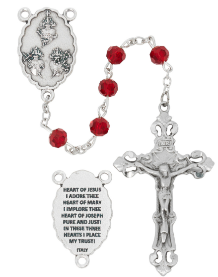 3 HEARTS RED (GARNET) ROSARY