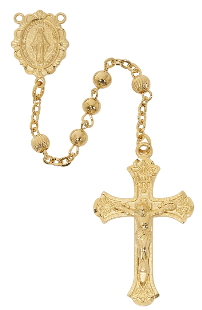 4MM GOLD OVER STERLING SILVER ROSARY