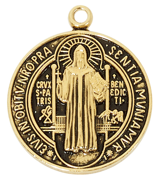 GOLD OVER STERLING SILVER SAINT BENEDICT NECKLACE