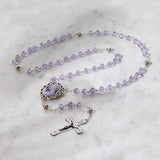 PURPLE CAMEO LOURDES WATER ROSARY