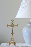 SHINY BRASS STANDING CRUCIFIX 13 INCH