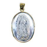 14KT GOLD AND MEXICAN STERLING SILVER GUADALUPE MEDAL