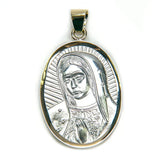 14KT GOLD AND MEXICAN STERLING SILVER GUADALUPE MEDAL