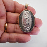 14KT GOLD AND MEXICAN STERLING SILVER GUADALUPE MEDAL
