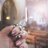 SILVER PLATED DIVINE MERCY ROSARY RING