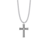 STERLING SILVER ANTIQUED FLARED CROSS NECKLACE