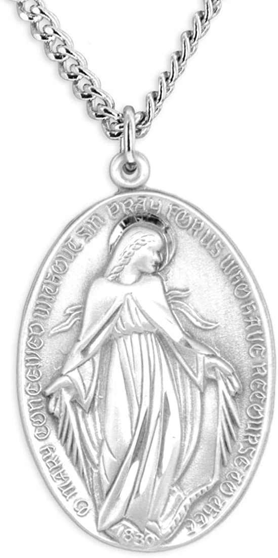 LARGE OVAL STERLING SILVER MIRACULOUS MEDAL