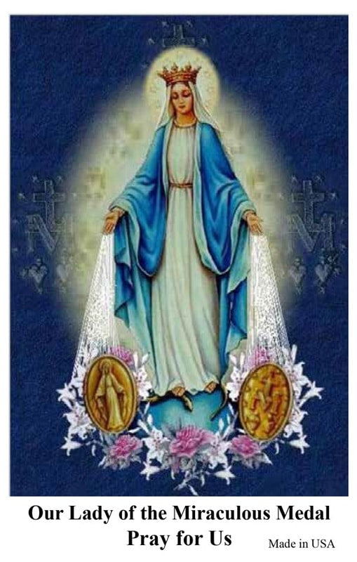 MIRACULOUS MEDAL WITH LARGE PRAYER CARD