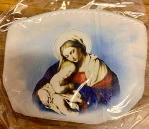 WHITE ROSARY CASE WITH MADONNA CHILD