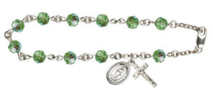 PERIDOT ROSARY BRACELET WITH MIRACULOUS MEDAL AND CRUCIFIX