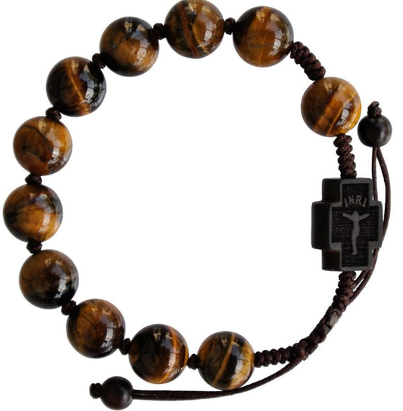 TIGER EYE ROSARY BRACELET (ADJUSTABLE)