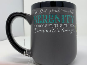 BLACK SERENITY PRAYER MUG