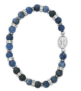 BLUE LAPIS MIRACULOUS MEDAL BRACELET