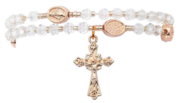 CRYSTAL COPPER TWIST ROSARY BRACELET