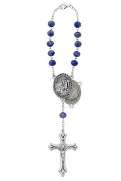 BLUE LOURDES WATER AUTO ROSARY