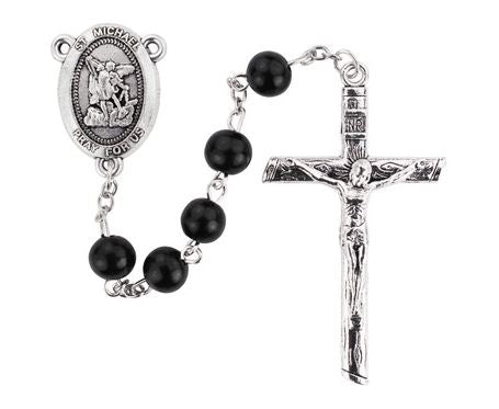 8MM BLACK ST. MICHAEL ROSARY – Holy Hill Gift Store