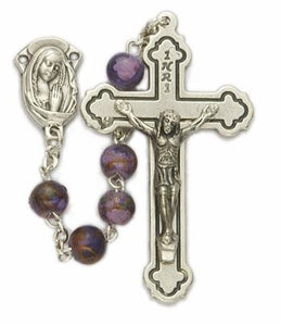 6MM IMITATION AMETHYST CLOISSONE BEADS AND MADONNA CENTERPIECE ROSARY