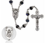 BLACK GLASS CAPPED BEADS ROSARY