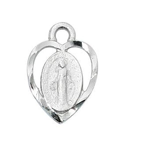 MIRACULOUS MEDAL HEART SHAPED PENDANT WITH CHAIN