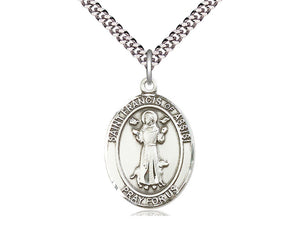 SAINT FRANCIS OF ASSISI NECKLACE 24" STERLING SILVER