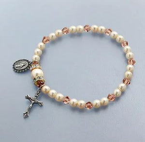 ROSARY BRACELET WITH MIRACULOUS MEDAL AND CRUCIFIX