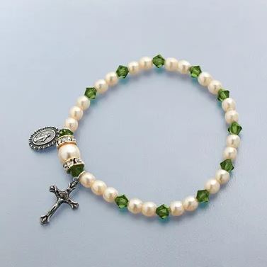 ROSARY STRETCH BRACELET WITH MIRACULOUS MEDAL & CRUCIFIX