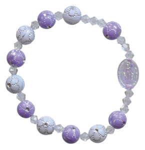 PURPLE FLOWER CHILDREN'S ROSARY BRACELET