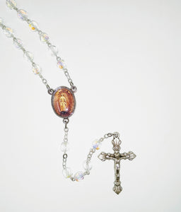 CLEAR BEAD ROSARY-HOLY HILL MEDAL