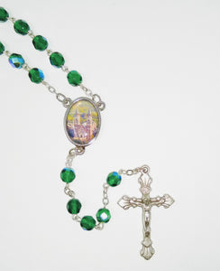 GREEN BEAD ROSARY-HOLY HILL MEDAL