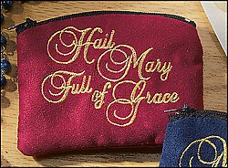 RED "HAIL MARY FULL of GRACE" ROSARY CASE