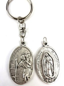 SAINT CHRISTOPHER / OUR LADY OF GUADALUPE KEY CHAIN