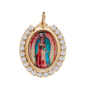 OUR LADY OF GUADALUPE PHOTO NECKLACE WITH CRYSTAL STONES
