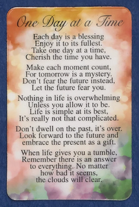 ONE DAY AT A TIME PRAYER CARD