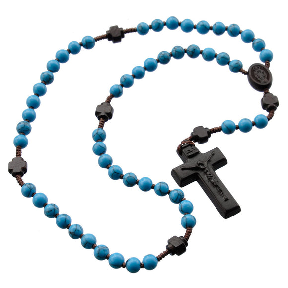 6MM TURQUOISE AND JUJUBE WOOD ROSARY