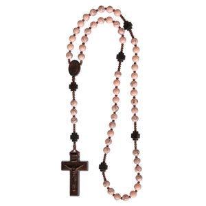 6MM RHODONITE AND JUJUBE WOOD ROSARY