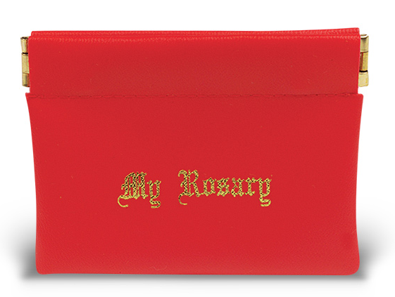 RED LEATHERETTE ROSARY POUCH