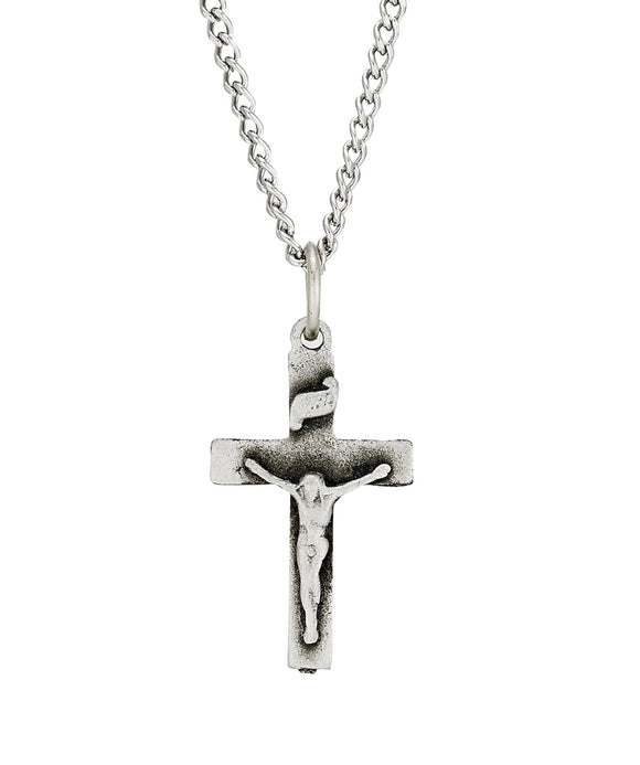 SMALL PEWTER CRUCIFIX NECKLACE