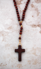 SMALL CORD AND WOODED BEAD ROSARY