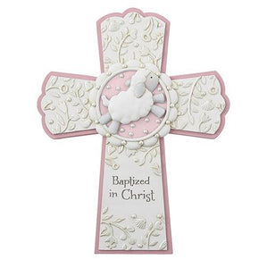 BAPTIZED IN CHRIST CROSS PINK